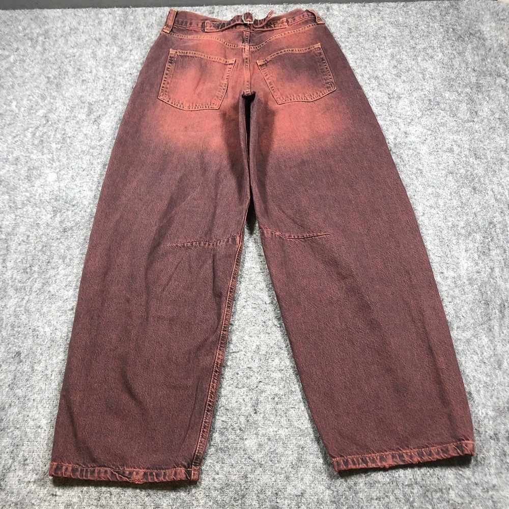 BDG Jeans Womens 28W Red High Rise Wide Leg Adjustable Waist Denim Relaxed - Picture 16 of 16